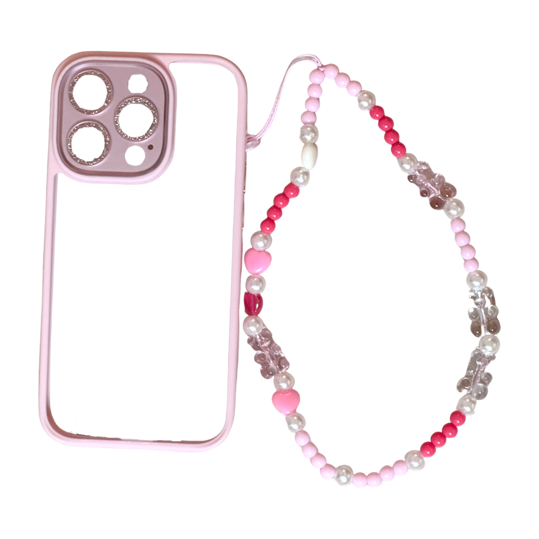 Pearl Hearts Jelly Cellphone Charm String